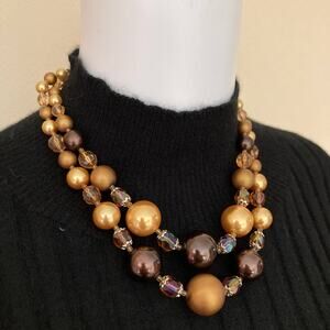 Vintage Chunky Double Strand Bead Necklace